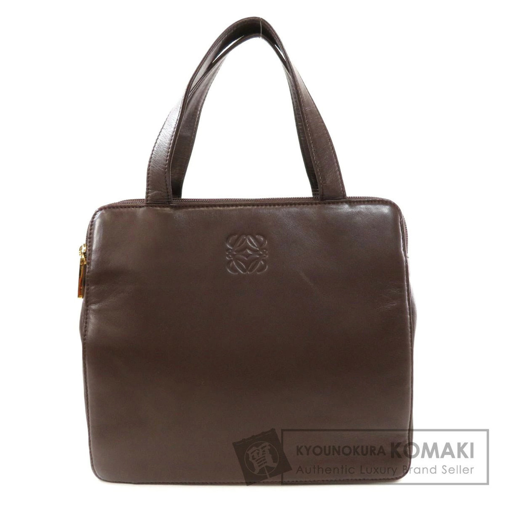 Loewe handbag brown leather anagram logo embossed